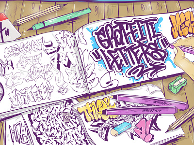 Letters study graffiti illustration