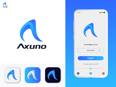 Axuno Branding Logo Design a letter logo a logo abstract app app icon brand identity branding branding agency branding design business identity letter logo logo design logo designer logo mark logodesign modern software symbol technology