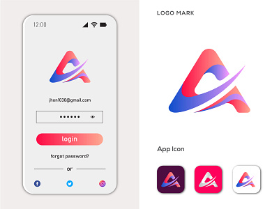 Letter A - app logo icon a letter logo a logo abstract app app icon brand identity branding branding agency branding design business identity letter logo logo design logo designer logo mark logodesign modern software symbol technology