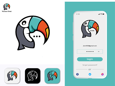 Toucan chat app icon design. app app icon brand identity branding business icon chat icon lettermark modern toucan chat unused