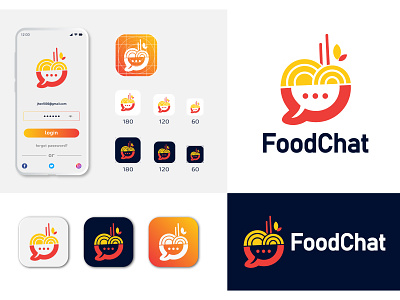 Food Chat Icon abstract app brand identity branding chat app chat icon design food chat food logo logo design logotype modern logo simple logo top logo