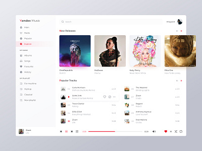 Yandex Music streaming service concept figma interface design minimal music player redesign ui yandex music