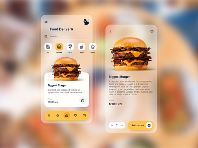 Food Delivery Mobile App android app blur design figma food app food delivery food delivery app interface design ios app minimal mobile app transparent ui webdesign