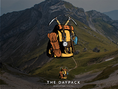 Day Pack Newsletter - Program Logo backpack branding clean daypack design illustration logo sketched typography
