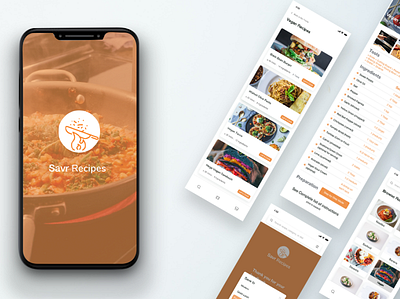 Savr Recipe App UI Screens app design cooking app design modern ui