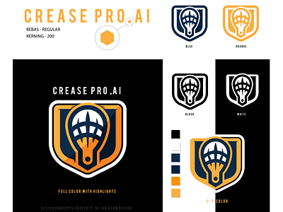 Crease Pro Logo Design badge logo branding clean design graphic design icon lacrosse logo logo logo design modern sports logo vector