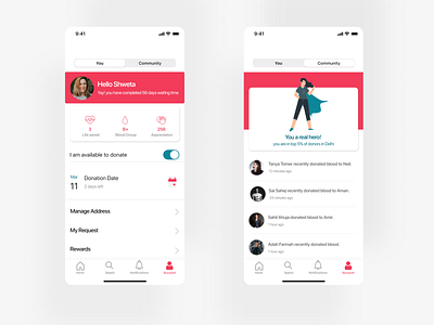 Blood Donation App- Profile Screen blood donation branding healthcare medical minimal profile design profile page profile screen ui ux design ui design user profile