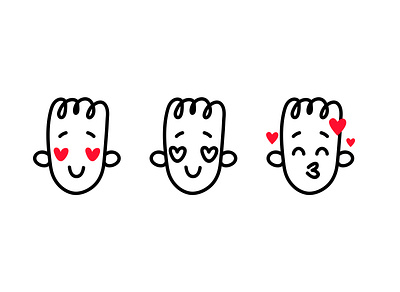 Cute emoji with love avatar emoji emotion header heart icon illustration kiss love man vector