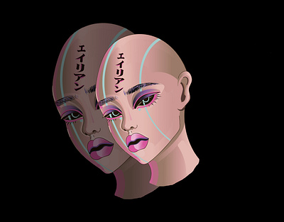 girl alien black design fantasy girl illustration photoshop