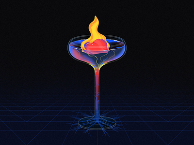 Digital love Cocktail 🍹❤️🔥 characterdesign design dribbble graphicdesign illustration