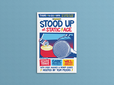 Comedy Show Flyer: Stood Up at Static Age comedy event poster flyer design pabst blue ribbon poster design
