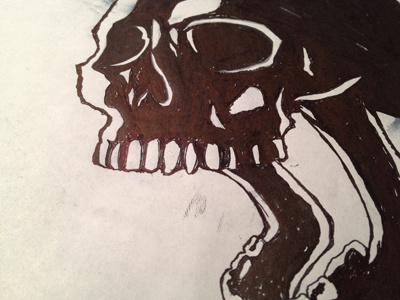 Ink Skull analog and black grindhouse ink poster skull white wip work in progress
