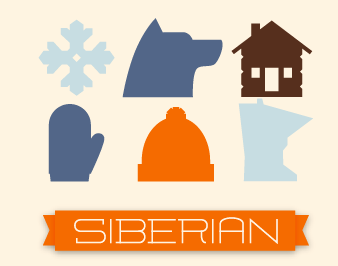 SIBERIAN sled teams - Icon Set banner cabin cold cozy dog dogsled hat husky minnesota mitten north siberian sled snow warm winter