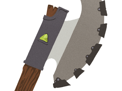Toothed War Axe adventure axe board brown fantasy game gem green illustration metal playing roll rpg weapon wood