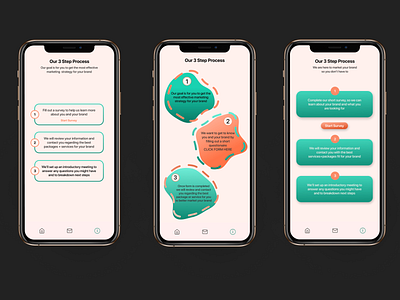 3 Step Process app blobs branding cards design figma icon logo minimal typography ui ux