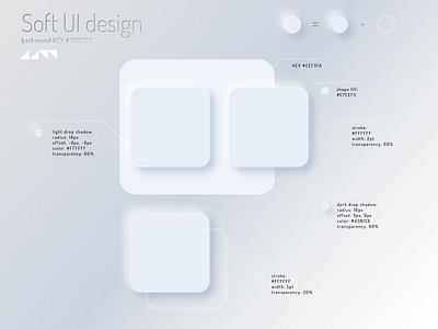 Neumorphic palette UI design with HEX values