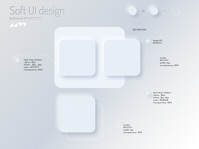 Neumorphic palette UI design with HEX values clean colorscheme css figma free freebie hex instruction minimalist neumorph neumorphic neumorphism palette skeumorphism style style guide styleguide ui white