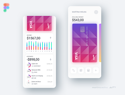 Bank app credit card UI Design app bank credit card creditcard data light ui white