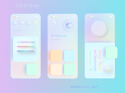 🦄 unicorn oft UI design for mobile 🍭🍬 2020 blurry candy design donuts lolipop minimal mobile neumorph neumorphic neumorphism new rainbow skeuomorph soft sugar trends ui unicorn unique