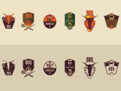 BBQ_Badges animal badge barbecue bbq beer company cow craft crafthouse decorative emblem fire
