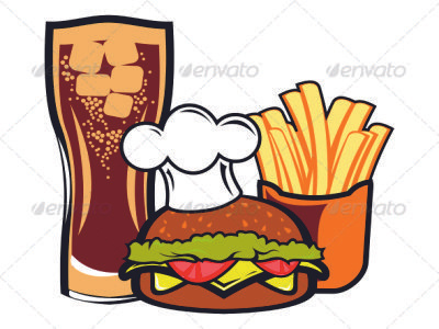 Fast Food Illustracion bread burger chips coca cola delicious dinner drink eating emblem fast fast food