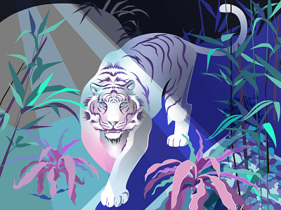 Save Nature blue book cover illustration jungle nature art tiger vector