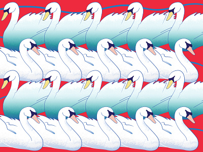 Swan song design illustraion nature pattern print red swans vector
