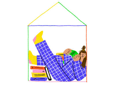 Reading books character design character illustration face house illustration inside procreate reading sketch