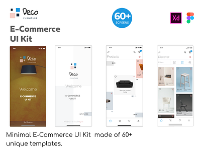 Deco - Minimal E-Commerce UI Kit adobe xd animation app deco design e commerce figma inspiration ios prototype ui ui kits