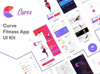 Curve - Fitness App UI Kit adobe xd app curve fitness minimal ui ui kit xd