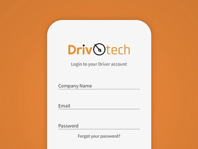 DrivOtech Login Screen app branding ui ux