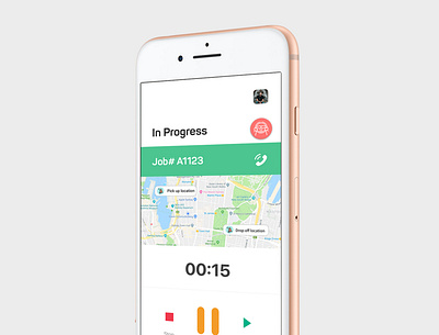 Job In-Progress screen for Movers App app design icon ui