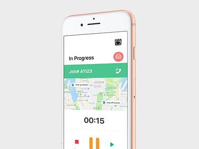 Job In-Progress screen for Movers App