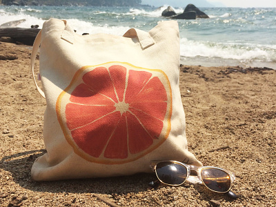 Watercolor Grapefruit Tote Bag design fruit grapefruit home decor