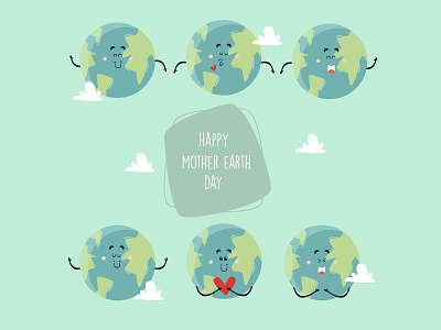 mother earth day cute characters set character cute day design earth flat illustration mother set