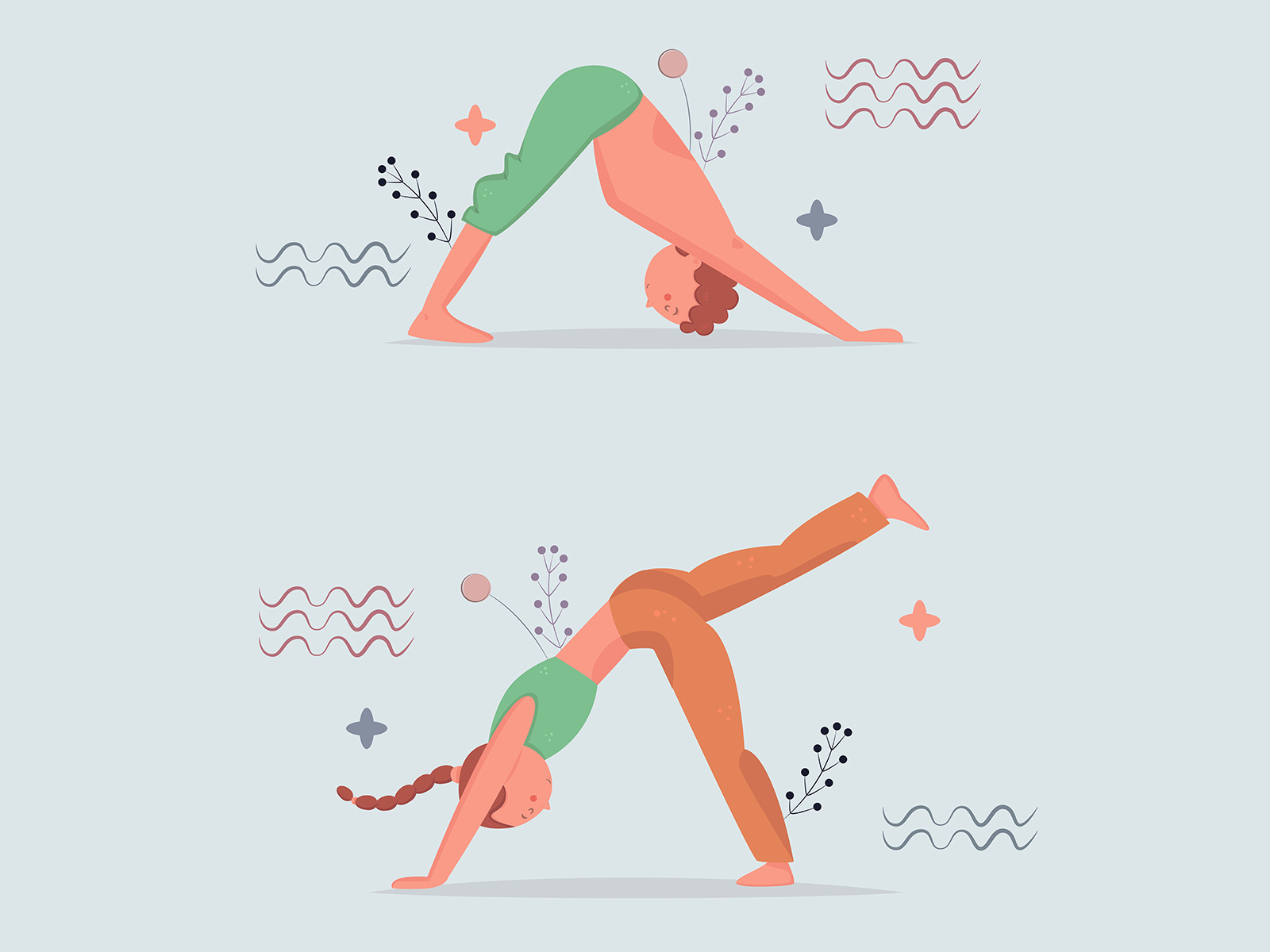 people doing yoga hand drawn (2) flat design by Fenny Apriliani on Dribbble