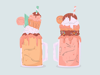 shakes drinks hand drawn collection flat design