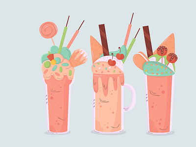 shakes drinks collection flat design