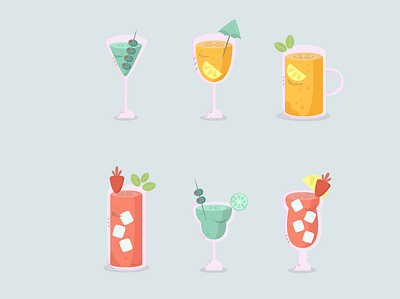 drinks hand drawn collection flat design (6) cartoon cold drink glass sweet