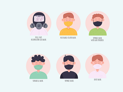 types face masks illustration flat design