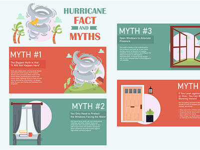 Hurricane Facts and Myths Infographic flat design affected disaster environment fact hurricane infographic myth safety template weather