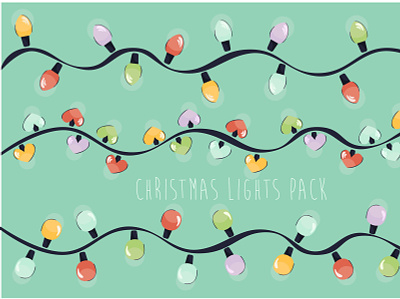 Christmas Lights Illustration Design Pack flat design cartoon christmas colored december decoration design hanging illustration lamp light