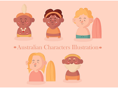 Australian Characters Pack Illustration aboriginal australian cartoon character cute dress up illustration people person vector