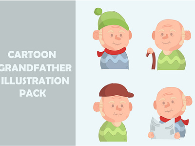 Cartoon Grandfather Illustration Pack cartoon clipart cute draw face grandfather grandpa illustration old vector
