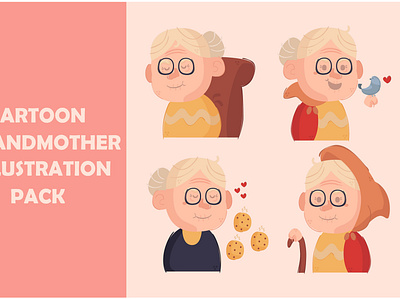 Cartoon Grandmother Illustration Pack cartoon clipart face grandma grandmother happy illustration lady old vector