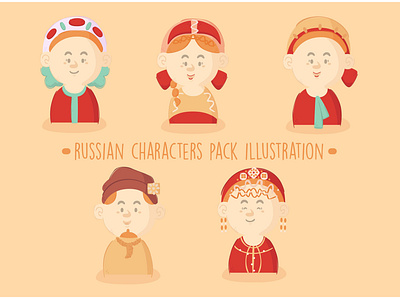 Russian Characters Pack Illustration cartoon character clipart cute dress up illustration people person russian vector