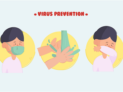 Virus Prevention Illustration Pack care cartoon corona hand illustration people prevention vector virus wash