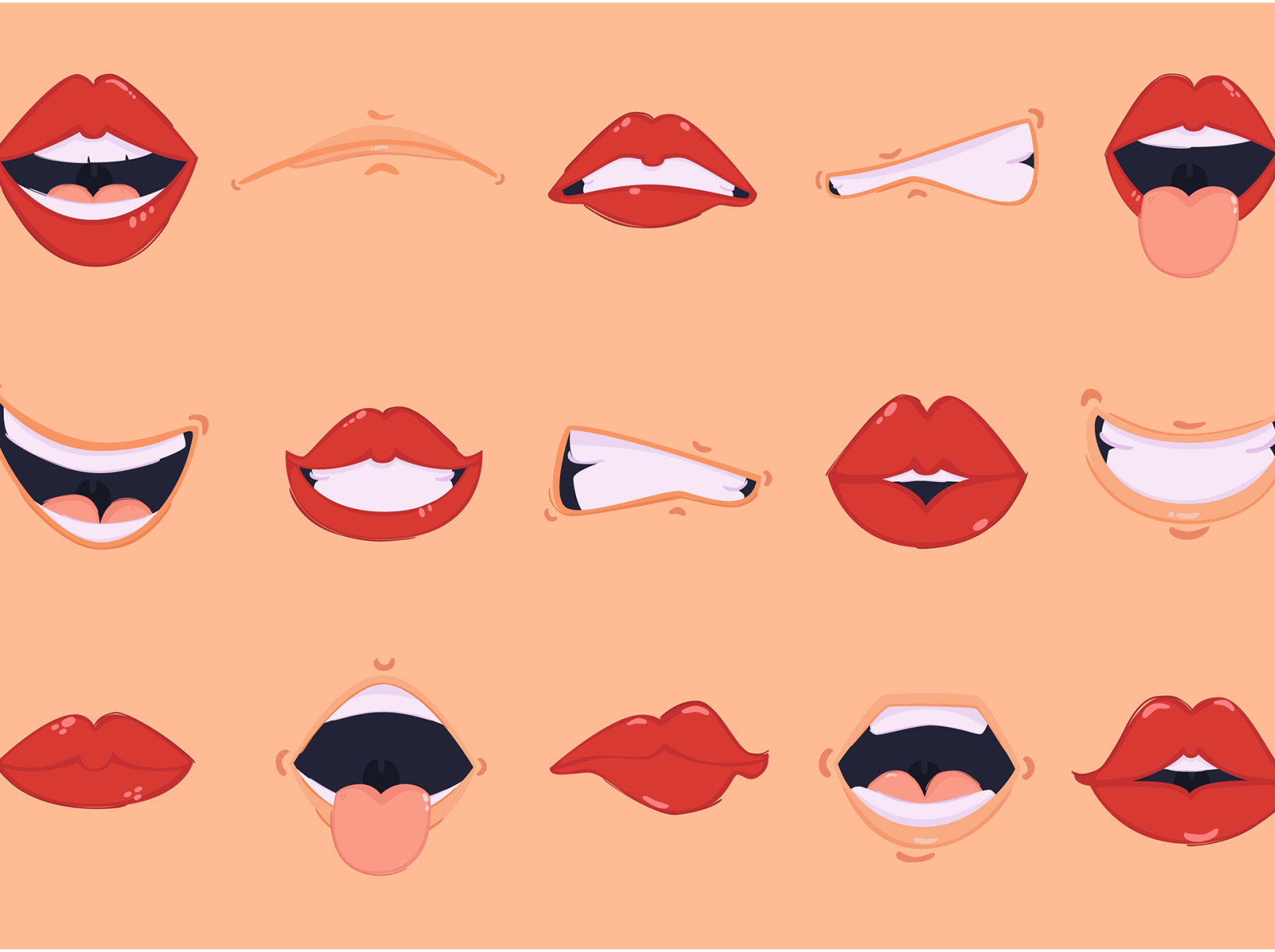 Cartoon Mouth Illustration Pack cartoon clipart emotion illustration lip mouth red sexy vector woman