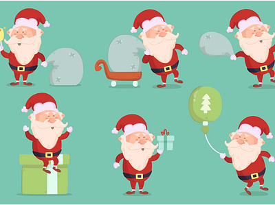 Merry Christmas Winter Day with Santa Set character christmas claus day december illustration merry santa vector winter