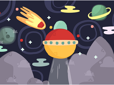 Cartoon Space Illustration Background background cartoon galaxy illustration meteor planet space star ufo vector